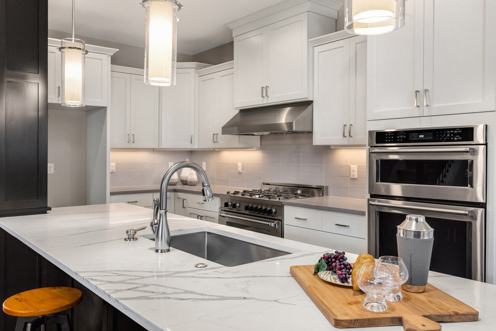 Modern kitchen with stainless steel appliances